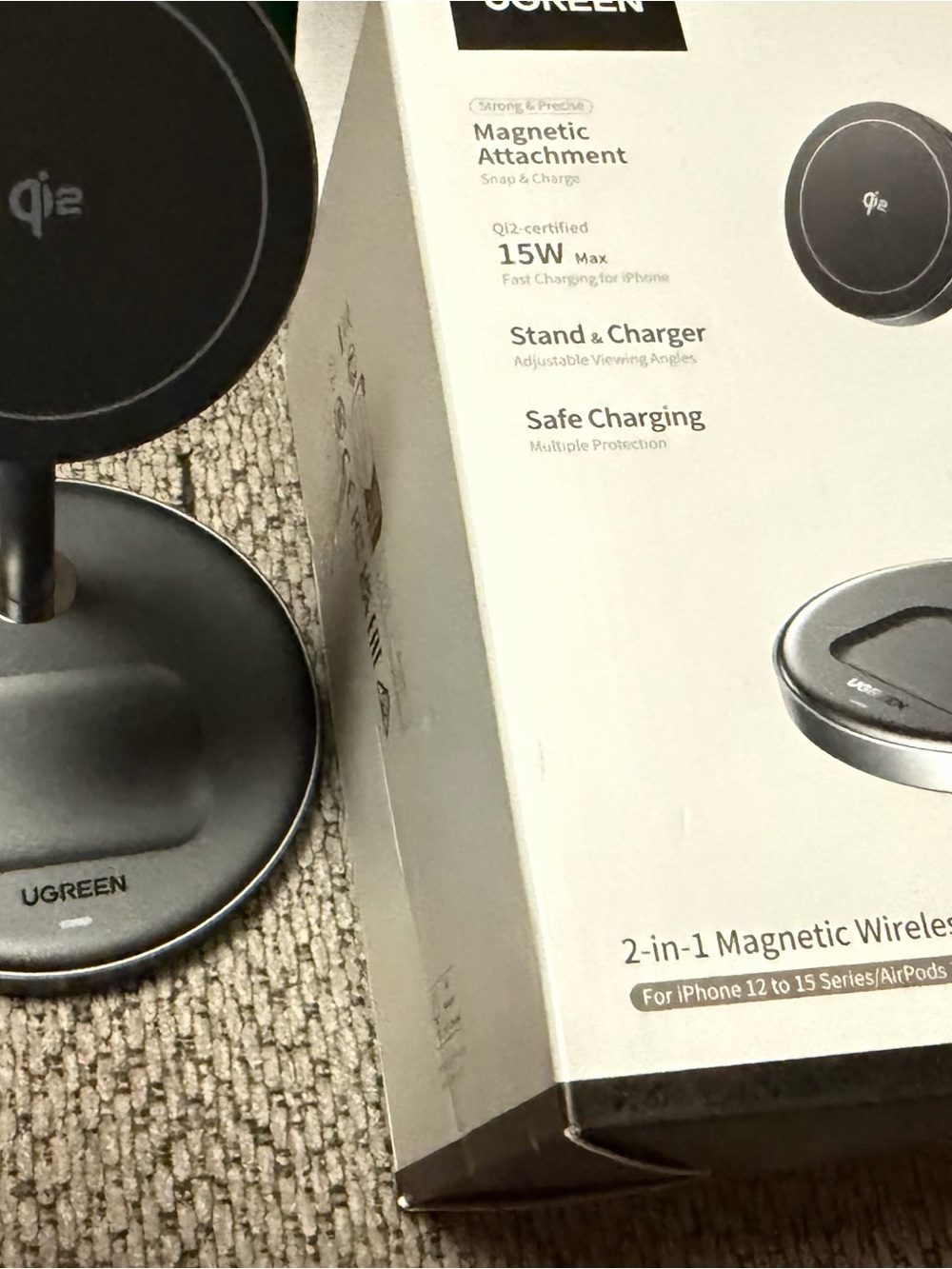 2-in-1 Magnetic Wireless Stand & Charger - Black
